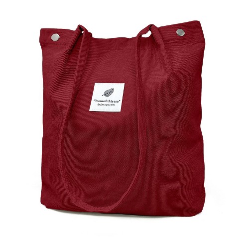 Wrapables Corduroy Tote Bag, Casual Everyday Shoulder Handbag, Red - image 1 of 4