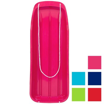 Best Choice Products 48in Kids Outdoor Plastic Sport Toboggan Winter Snow Sled Board Toy w/ Pull Rope - Pink