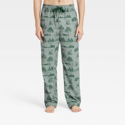 mens green flannel pants