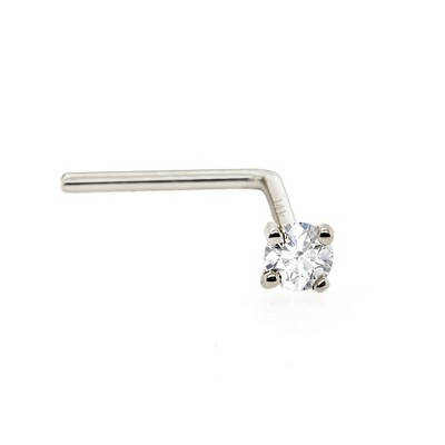 Jewelry Avalanche 22G 14K Gold L-shape Diamond Nose Stud 1.5mm-3mm
