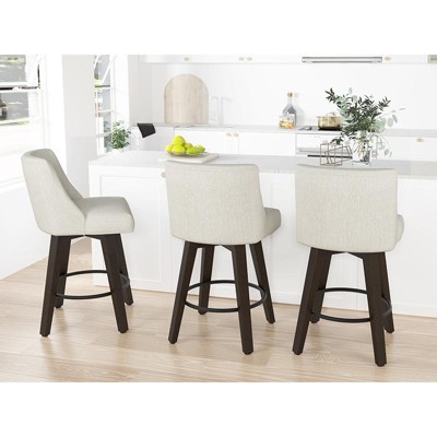 Dyonery Single Swivel Bar Stool with Back & Footrest, 26 Inch Counter Height Barstool for Kitchen Island