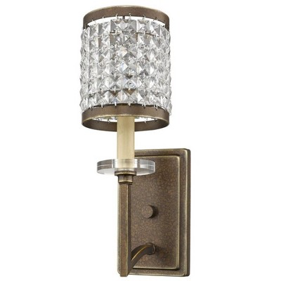Elegant Palacial Bronze 1-Light Sconce with Crystal Shade