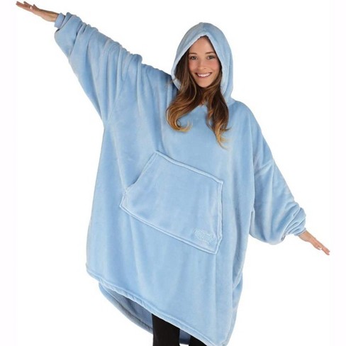 THE COMFY Dream Adult Oversized Microfiber Fleece Wearable Blanket w/Plush Hood, Large Pocket, & Ribbed Sleeve Cuffs, 1 Size Fits All, Sky Blue - image 1 of 4