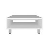 Vynxaria Minimalist Square Coffee Table with Open Storage, White, 10"H x 23.6"W x 23.6"D - 4 of 4