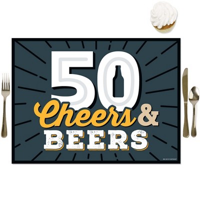 Big Dot of Happiness Cheers and Beers to 50 Years - Party Table Decorations - 50th Birthday Party Placemats - Set of 16