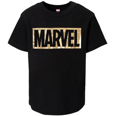 Marvel Avengers Little Boys Graphic T-Shirt Logo Black / Gold 6