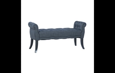 Madison 50" Off-White Polyester Tufted Roll Arm Bench