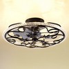 20" Retro Matte Floral Ceiling Fan with 3-Color LED Ring Light, Flush Mount Design and Brushed Gold Accents for Bedroom & Living Room,Black - 4 of 4