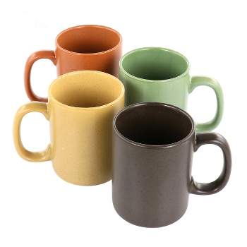 Summer Sunrise Camping Sculpted Stoneware Coffee Mugs, Set of 6