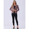 INSPIRE CHIC Women's Elegant Long Sleeve Open Front Buttons Decor Plaid Tweed Blazer - 3 of 4