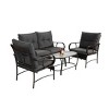 4 Piece Patio Furniture Sets, Wicker Conversation Set For Porch Deck, Patio Conversation Sets With Rattan Sofa Chair With Cushion-Cuddlewood - 2 of 4