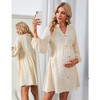 Maternity Swiss Dot Dress V Neck Long Sleeve Button Down Mini Dress Baby Shower Photoshoot with Pockets - 2 of 4