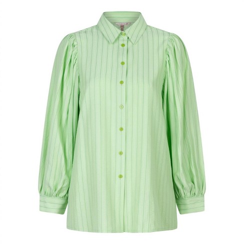 Pistache Short Sleeve Linen Blouse- Sky Blue
