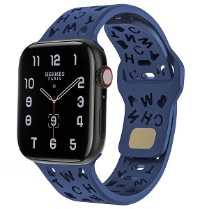 HTUTWOO Compatible with Apple Watch Band, Letter Silicone Sport Strap 38/40/41/42/44/45/46/49mm for iWatch Series 11 10 9 8 7 6 5 4 3 2 1 SE Ultra - 1 of 4