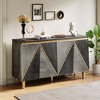 Polibi Retro Geometric 4-Door Buffet Cabinet with Adjustable Shelves - 2 of 4