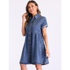 INSPIRE CHIC Women's Summer Turndown Collar Button Down Short Sleeve Babydoll Denim Midi Dress - image 4 of 4