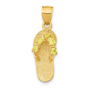 Black Bow Jewelry 14k Yellow Gold November Cubic Zirconia Birthstone Flip Flop Pendant - 1 of 4