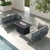 LayinSun 5 Pieces Rope Woven Patio Furniture Set, Modern Modular Sectional Sofa with Fire Pit Table and Upgrade Thickness Cushion - 2 of 4