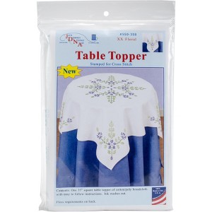 Jack Dempsey Stamped White Perle Edge Table Topper 35"X35"-XX Floral - 1 of 2