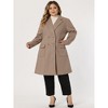 Agnes Orinda Women's Plus Size Winter Notched Lapel Double Breasted Pockets Long Overcoats - 3 of 4
