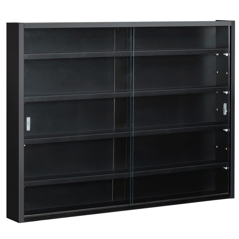 HOMCOM 5-storey Wall Shelf Display Cabinet, Shotglass Display Case w/2 Glass Doors and 4 Adjustable Shelves, 1 of 8