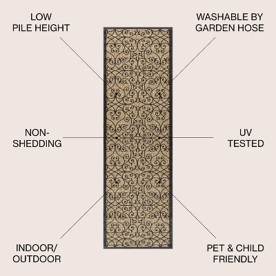 Madrid Black and Khaki Synthetic Flat Woven Runner Rug 2 x 8