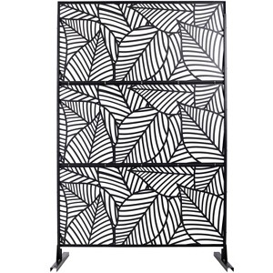Grungis Matrix Metal Decorative Patio Screens,Freestanding Decorative Privacy Fence Panels with Leaf Pattern for Deck Balcony,76" H×48" W - 1 of 4