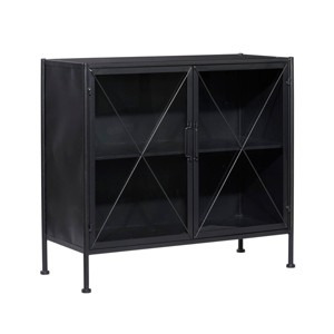 Olivia & May Industrial Metal Cabinet Black: No Assembly, Iron Frame, Fretwork Design, Includes Anti-Tip Hardware - 1 of 4