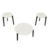 CAVINAS Coffee Tables for Living Room Modern Round Coffee Table Unique Solid Wood Center Table with Imitation Marble Tabletop, Office - 3 of 4