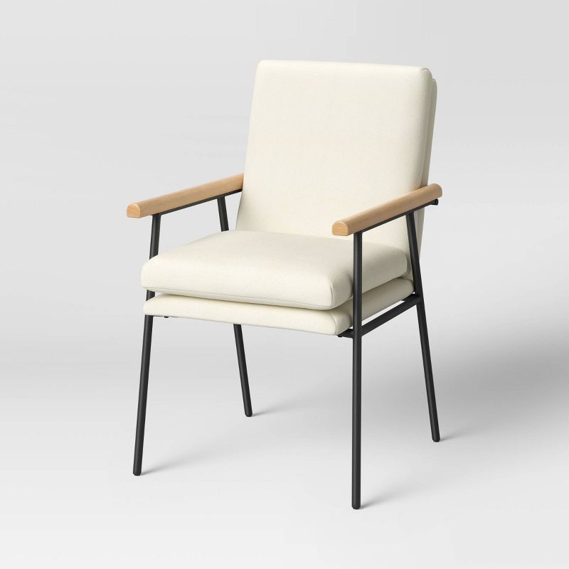 Lewes Wood Arm Upholstered Dining Chair with Metal Legs - Threshold&#8482;, 1 of 13