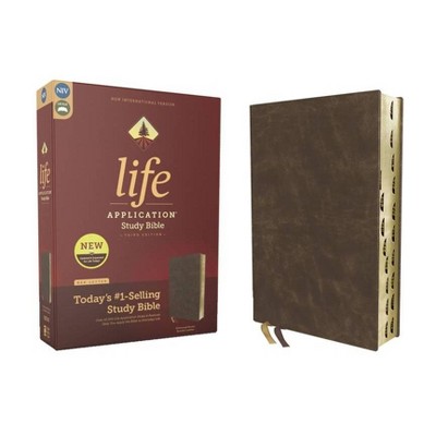 Niv, Life Application Study Bible, Third Edition, Bonded Leather, Brown, Red Letter, Thumb Indexed - by  Zondervan (Leather Bound)