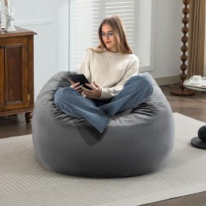 HYLEORY Bean Bag Chair Luxurious Velvet Ultra Soft Fur with High-Rebound Memory Foam for Adults Plush Lazy Sofa with Fluffy Removable Sponge - 1 of 4
