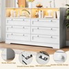 Orieon 55" 6-Drawer Dresser with LED Lights & Power Outlets, Modern TV Console & Storage Cabinet for Bedroom, White - 4 of 4