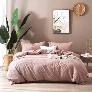 100 Washed Cotton Duvet Cover, 48x72 Inches, Dust Pink, 8 Ties, Zipper on Long Side - 1 of 4