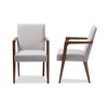 Set of 2 Andrea Mid-Century Modern Upholstered Wooden Armchair - Grayish Beige - Baxton Studio: Polyester, Rubberwood Frame, 250lb Capacity - 3 of 4