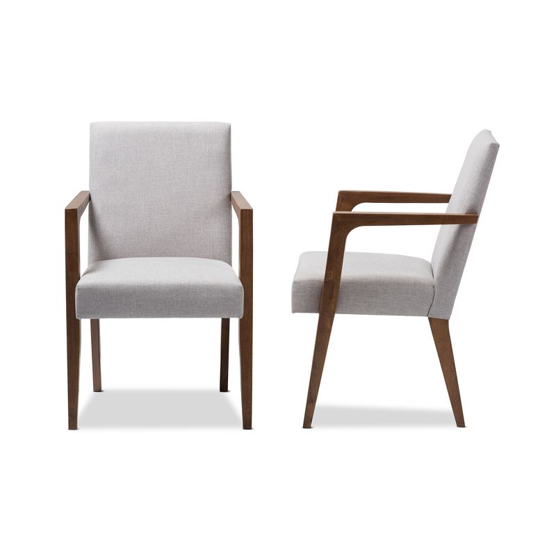 Set of 2 Andrea Mid - Century Modern Upholstered Wooden Armchair - Grayish Beige - Baxton Studio, 4 of 8
