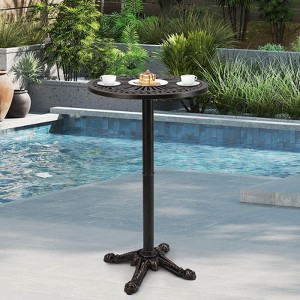 Costway 24” Patio Round Bar Table with Carved Texture for Garden Backyard Balcony, Poolside - 1 of 4