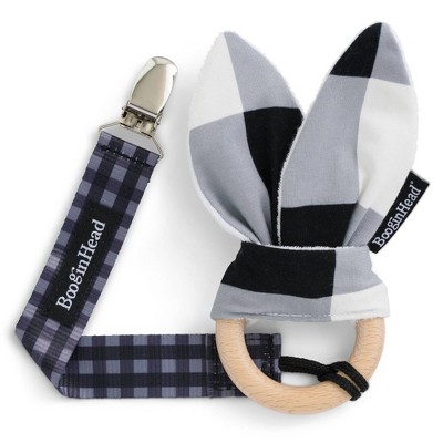 BooginHead Pacifier Clip & BunBun Teether Set - Buffalo Check Plaid - 2pc