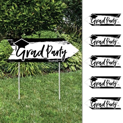 Big Dot of Happiness Black and White Grad - Best is Yet to Come - Arrow Grad Party Direction Signs - Double Sided Outdoor Yard Signs - Set of 6