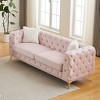 Kumasinova Velvet Chesterfield Sofa,Comfy Couch with Tufted Buttons,Spring Cushion,Metal Legs,2 Pillows,Sofa Couch for Living Room,Bedroom - 2 of 4