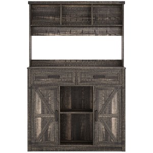 Fredees Sideboard Buffet Cabinet with Storage, LED Coffee Bar with 3-Color Lights & Charging Station for Kitchen, Dining & Living Room - 1 of 4