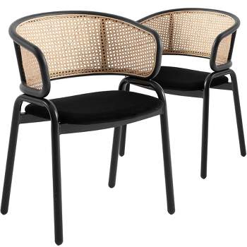 Leisuremod Ervilla Modern Dining Chair with Black Frame, Set of 2