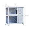 GDFStudio Longman Outdoor 41" Metal and Wood 2-Story Rabbit Hutch with Non-Slip Ramp and 2 Removable Trays - 3 of 4