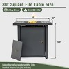 30" Propane Gas Fire Pit Table, 50,000 BTU Outdoor Square Firepit with Lid & Lava Rocks, Steel Patio Fire Table for Deck, Garden, Backyard - Black - 2 of 4