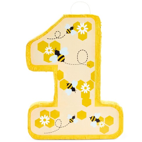 Blue Panda Small Number 1 Pinata For First Bee Day Party Decorations,  Bumblebee, Honeycomb, Honey, And Sunflower Designs, 10.8 X 16.5 X 3 In :  Target