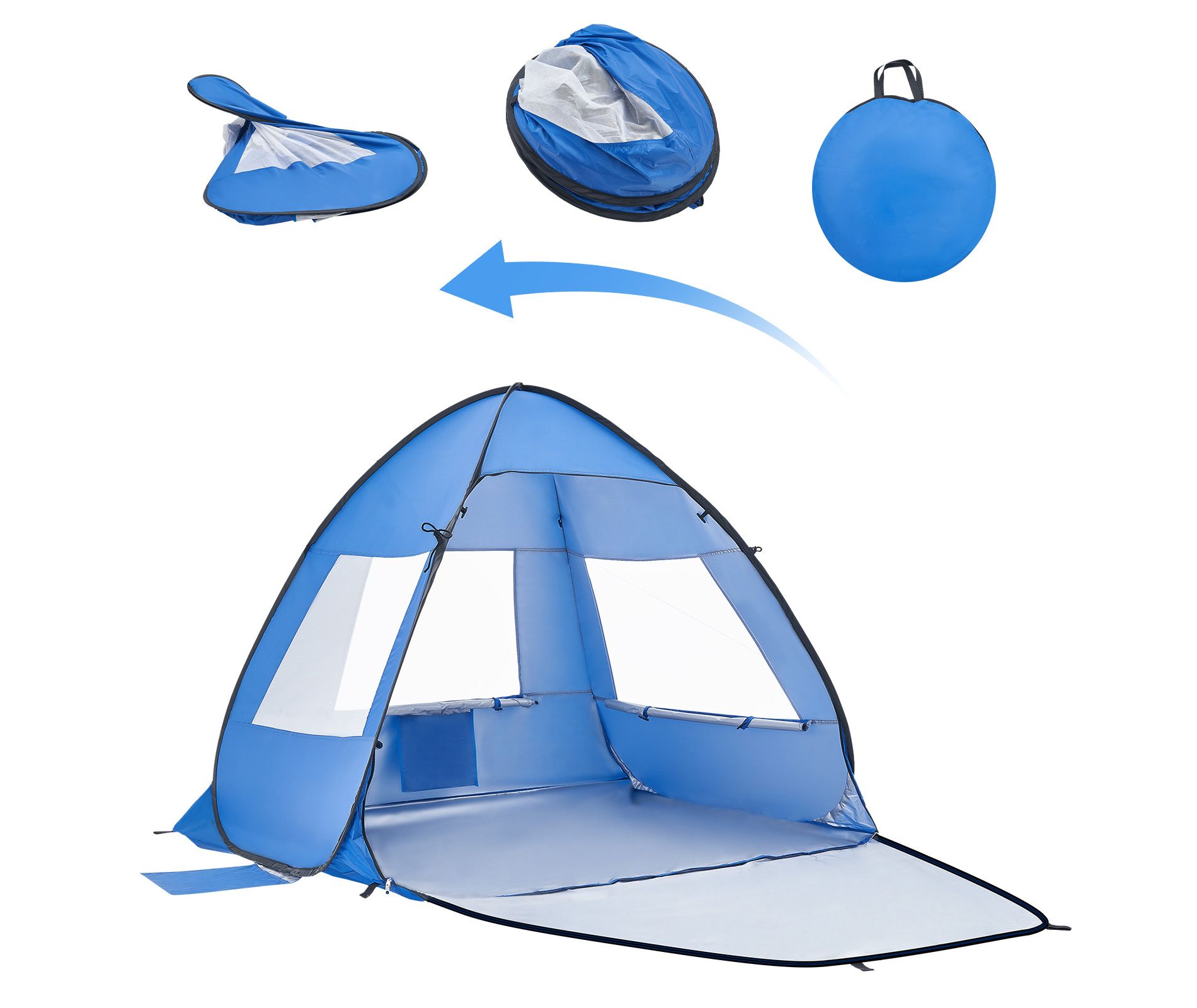 VEVOR Beach Tent Sun Shelter for 2 Person, UPF 50+ Protection, Portable Sun Shade Canopy with Carrying Bag & Sand Pockets, Lightweight ,Blue