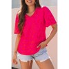 Amaryllis Women’s Tonal Animal Print Short Sleeve V-Neck Top Ruffle Trim Lightweight Semi-Sheer Casual Blouse- X Large ,Pink - 4 of 4
