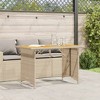 vidaXL Patio Table with Wooden Top Black 43.3"x26.8"x27.6" Poly Rattan - 3 of 4