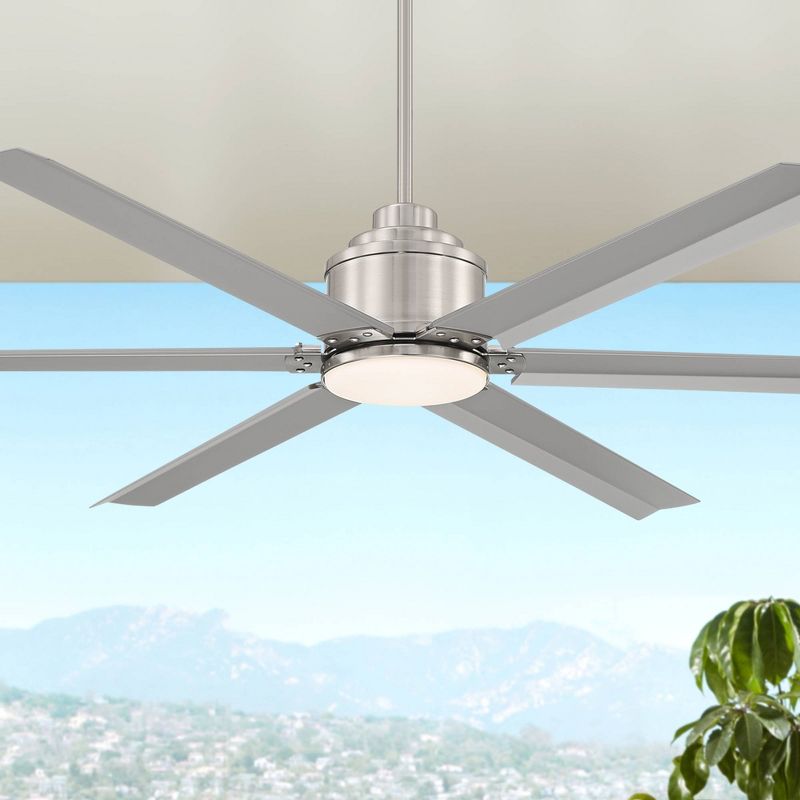 65" Casa Vieja Ultra Breeze Modern Indoor Outdoor Ceiling Fan with Dimmable LED Light Remote Control Brushed Nickel Wet Rated for Patio Exterior House, 2 of 10
