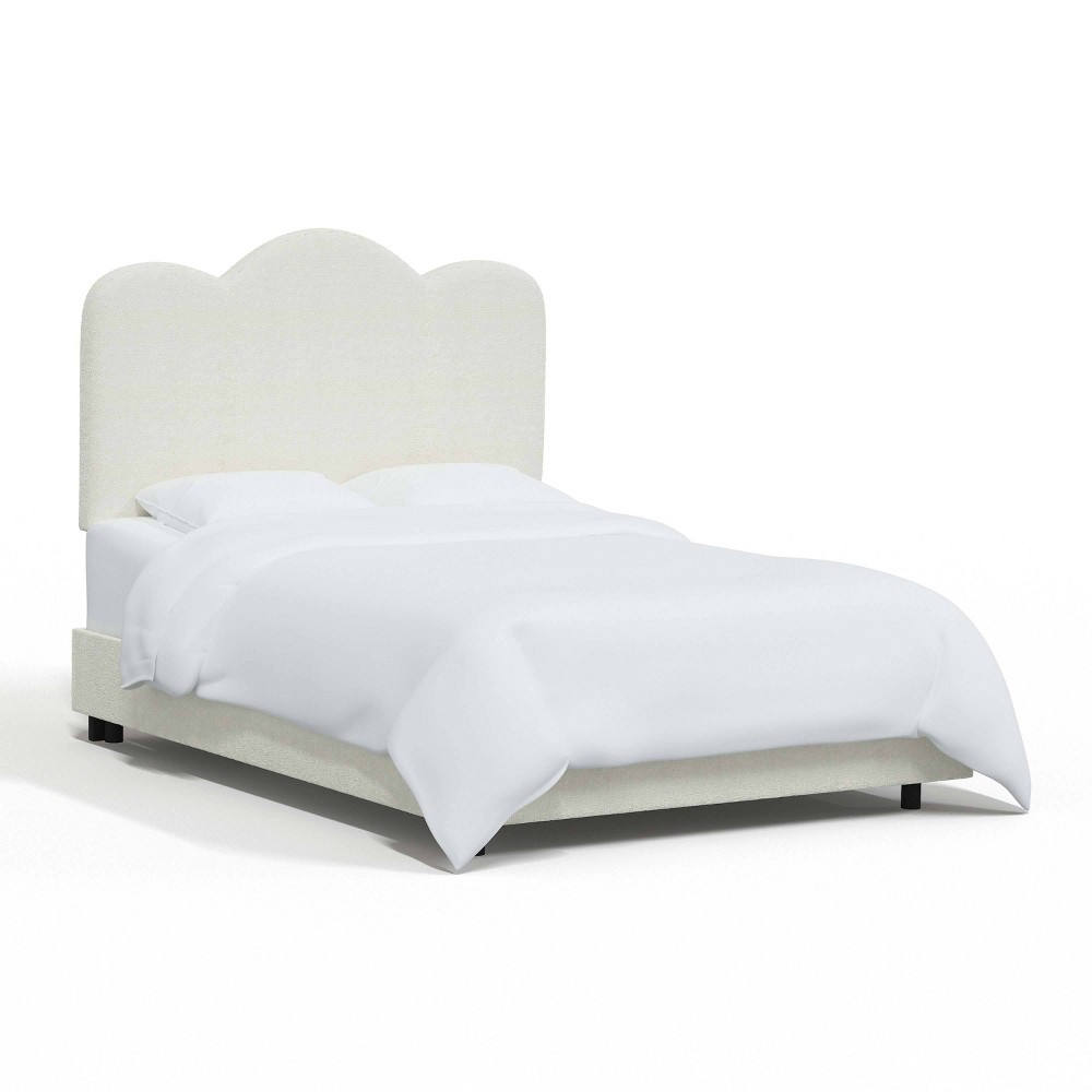 Skyline Furniture King Lizzie Bed Tussah White: Scalloped Headboard, Pine Frame, Polyester Upholstery -  86261161